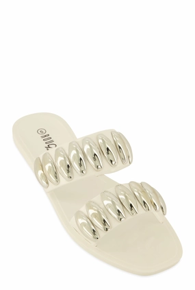 Studded Double Band Jelly Sandals