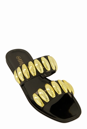 Studded Double Band Jelly Sandals
