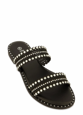 Studded Double Band Slide Sandals