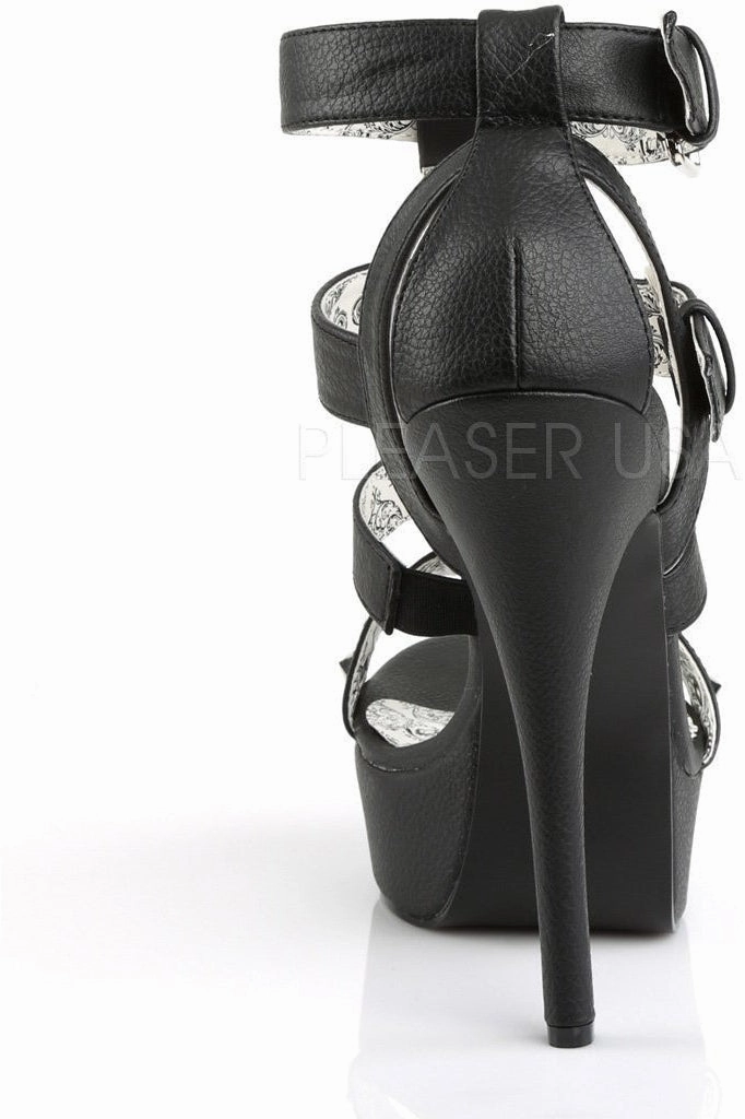 TEEZE-42W Sandal | Black Faux Leather