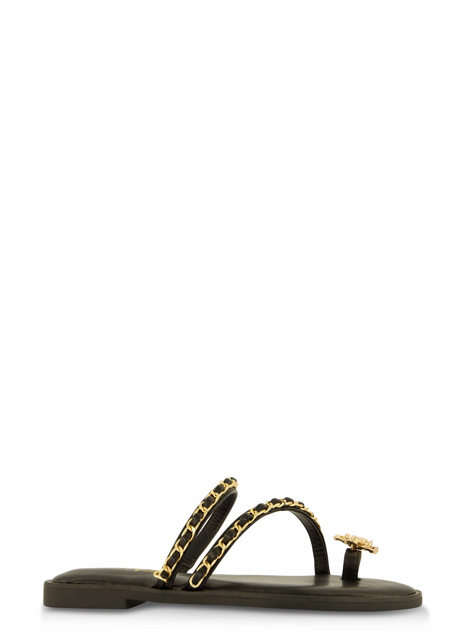 Threaded Chain Strap Toe Loop Sandals