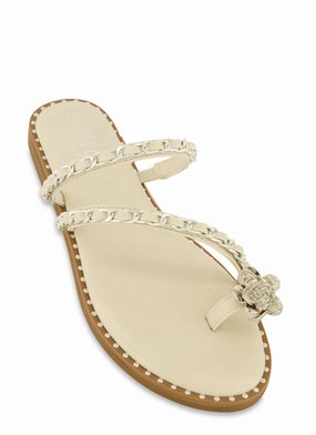 Threaded Chain Strap Toe Loop Sandals