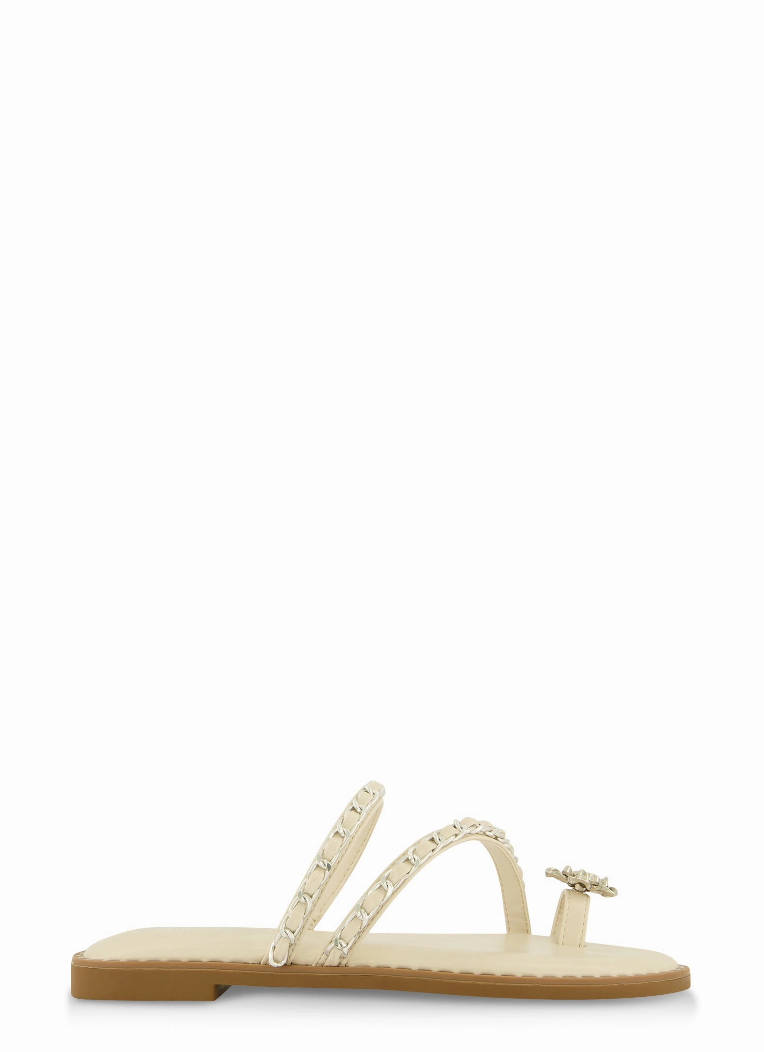 Threaded Chain Strap Toe Loop Sandals