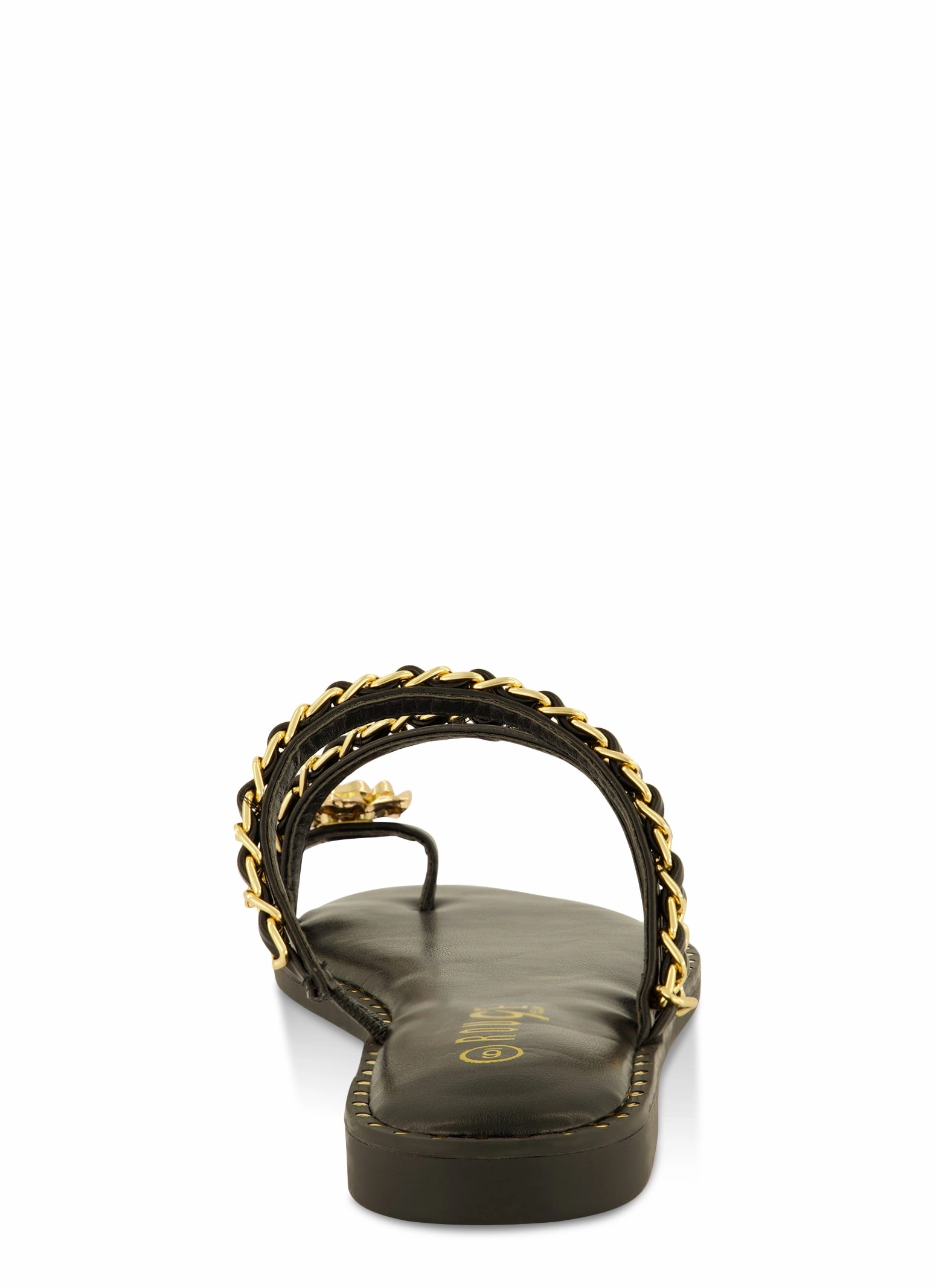 Threaded Chain Strap Toe Loop Sandals