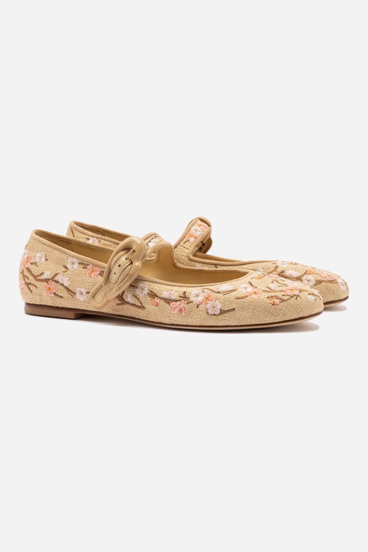 Verona Ballet Flat In Beige Sakura Printed Raffia