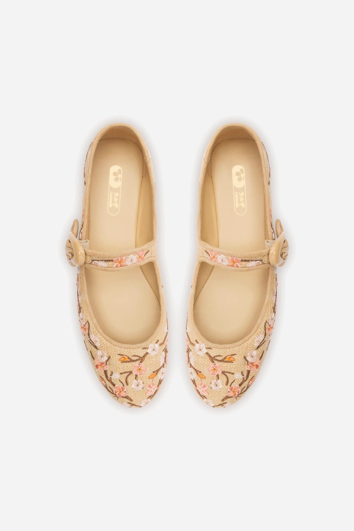 Verona Ballet Flat In Beige Sakura Printed Raffia