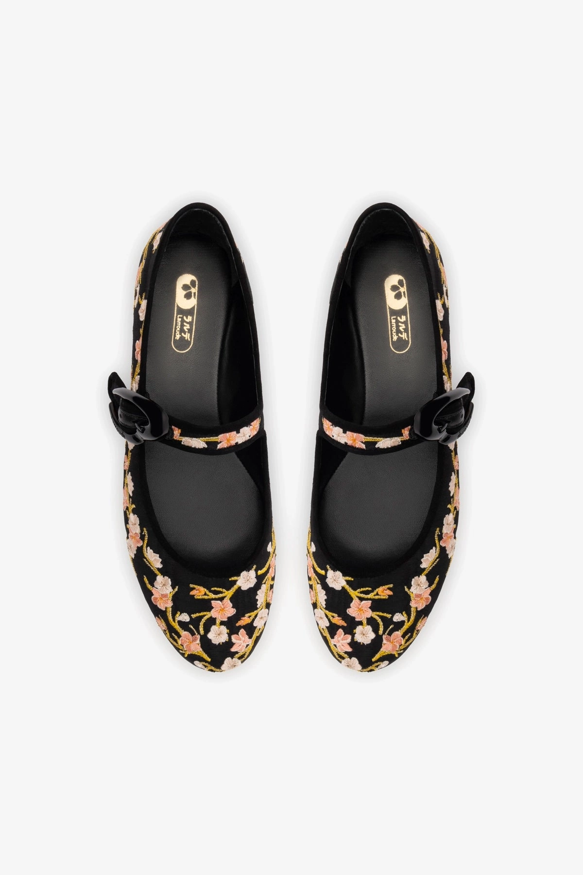 Verona Ballet Flat In Black Sakura Printed Fabric