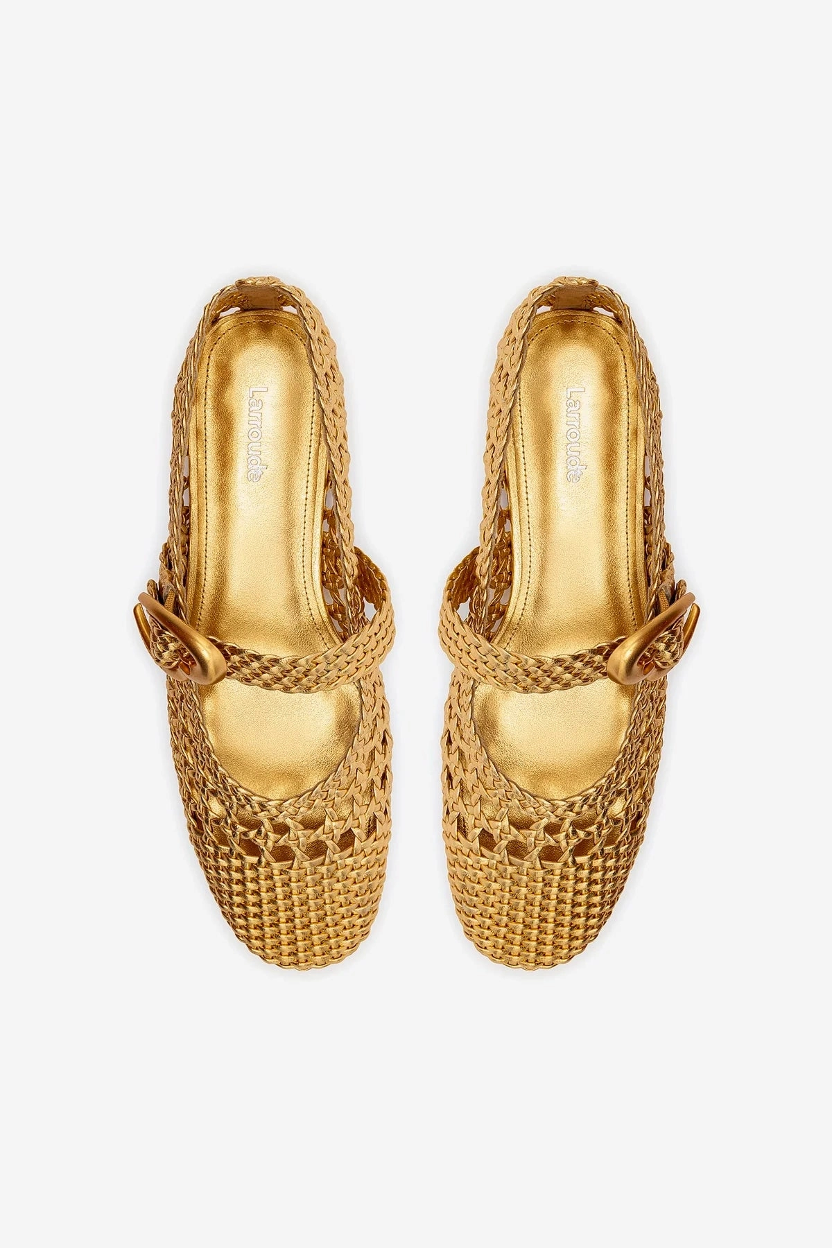 Verona Macrame Ballet Flat In Gold Metallic Leather