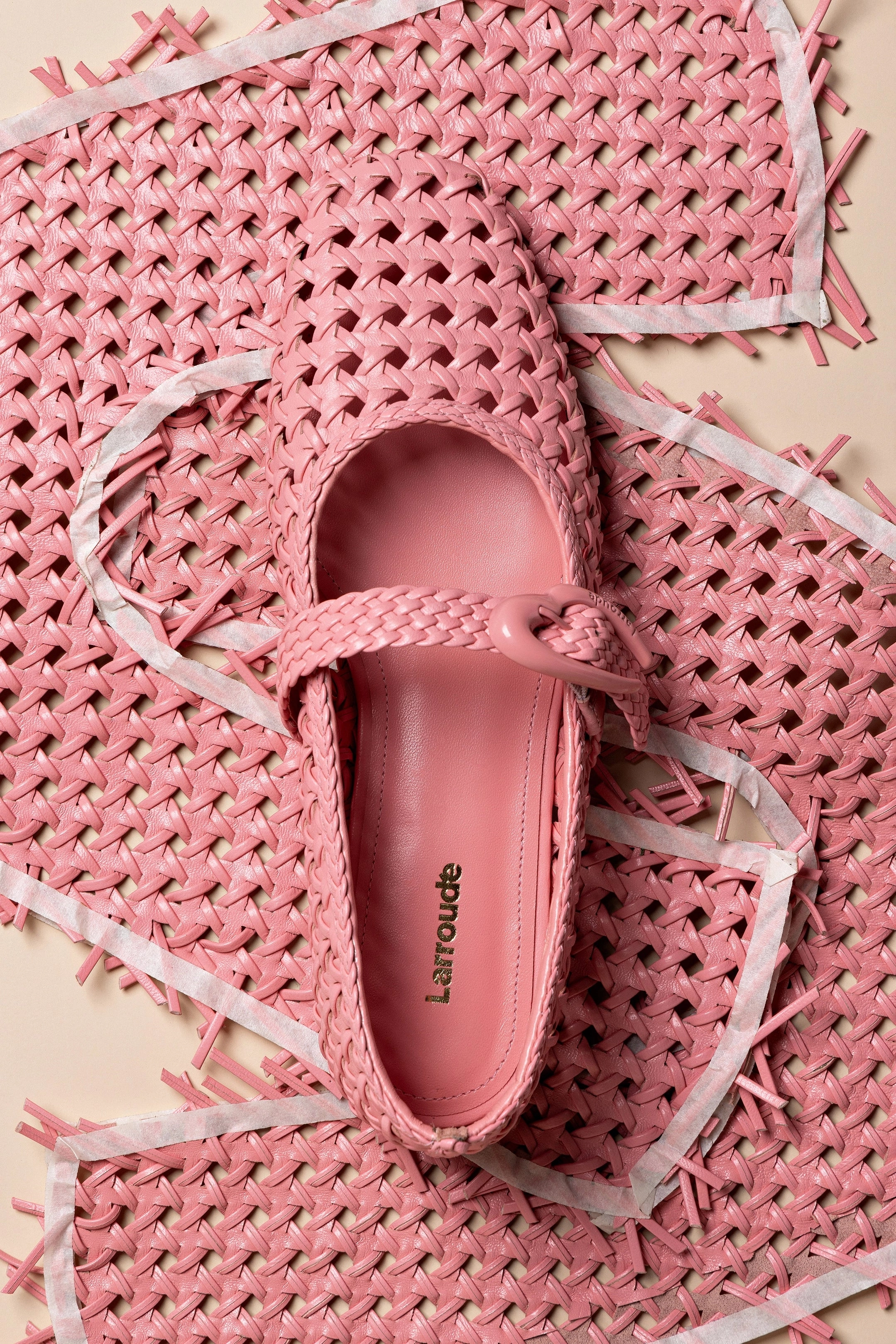 Verona Macrame Ballet Flat In Sorbet Pink Leather