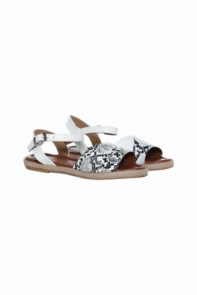 White Leather Sandal With Ankle Strap