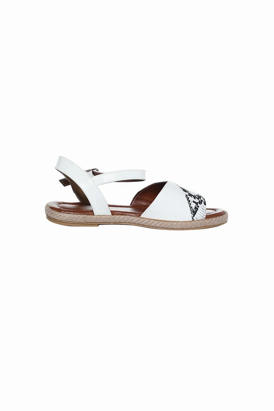 White Leather Sandal With Ankle Strap