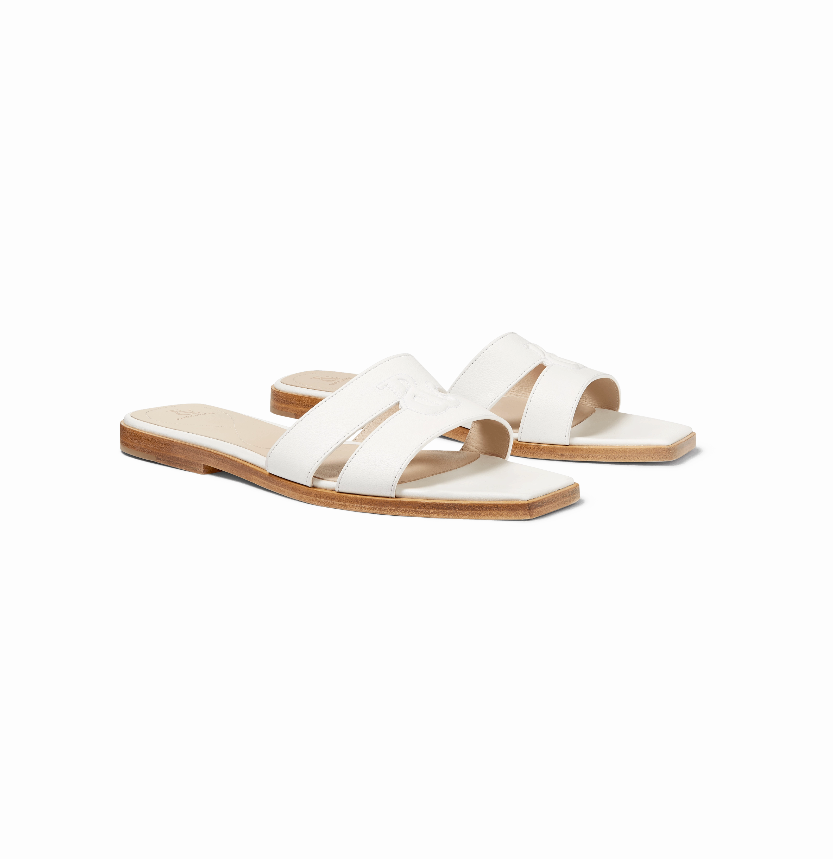 White Nappa Strap Slides